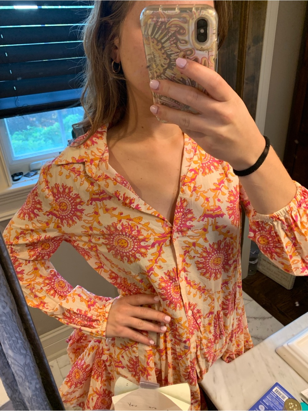 Zara Women’s Pink & Yellow Floral Button-Front Dress SIZE SMALL